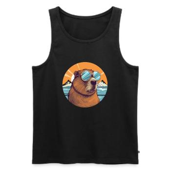 Lustiger Capybara Vintage Nagetier Capybara - Männer Premium Bio Tank Top - Schwarz - Vorne - AI Model Male 178 light (178cm)