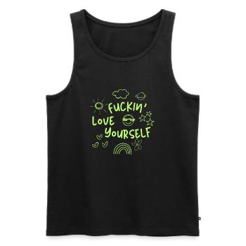 Fuckin' love yourself - Männer Premium Bio Tank Top - Schwarz - Vorne - AI Model Male 178 light (178cm)