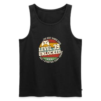 Original 1985 39th Anniversary Retro Gift - Men's Premium Organic Tank Top - black - Front - Michal (187cm)