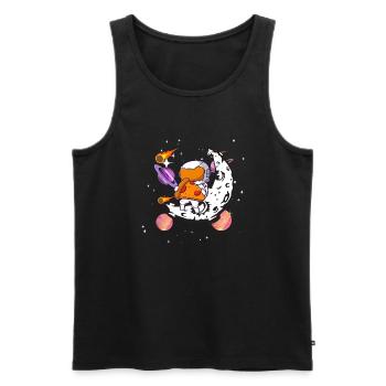 Astronaut isst Pizza im Weltraum - Männer Premium Bio Tank Top - Schwarz - Vorne - AI Model Male 178 light (178cm)