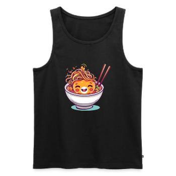 Bol de nouilles kawaii avec un visage mignon - Débardeur bio Premium Homme - noir - Devant - Michal (187cm)