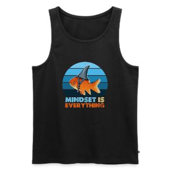 Goldfisch-Hai-Mindset ist alles, motivierend - Männer Premium Bio Tank Top - Schwarz - Vorne - AI Model Male 178 light (178cm)