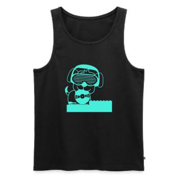 Cooler DJ Hund Haustier Schallplatte Party Musik - Männer Premium Bio Tank Top - Schwarz - Vorne - AI Model Male 178 light (178cm)