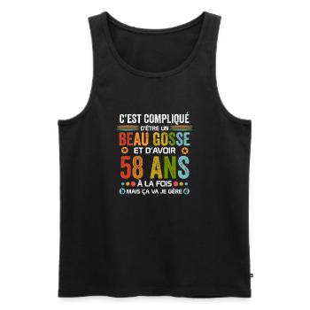 58 ans Cadeau Anniversaire 58 ans Drôle - Débardeur bio Premium Homme - noir - Devant - Michal (187cm)
