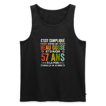 57 ans Cadeau Anniversaire 57 ans Drôle - Débardeur bio Premium Homme - noir - Devant - AI Model Male 178 light (178cm)