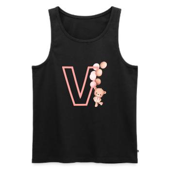 Lettre v rose ours - Débardeur bio Premium Homme - noir - Devant - Michal (187cm)