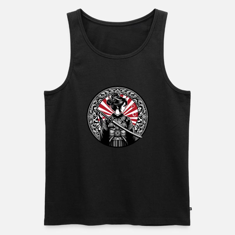 Japanisches Samurai-Mädchen - Männer Premium Bio Tank Top - Schwarz