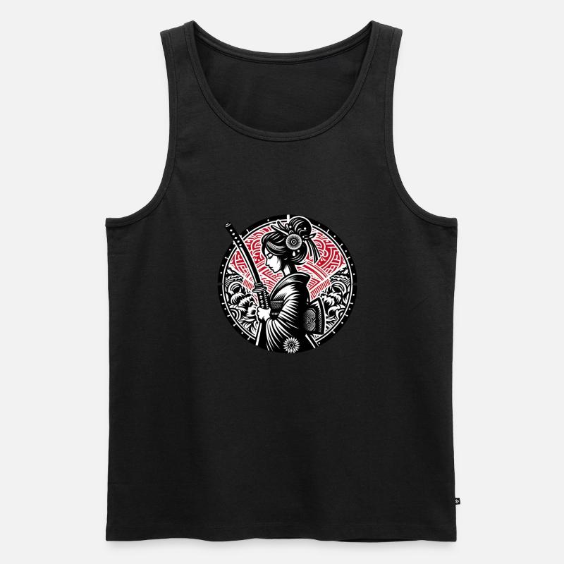 Samurai-Mädchen - Männer Premium Bio Tank Top - Schwarz