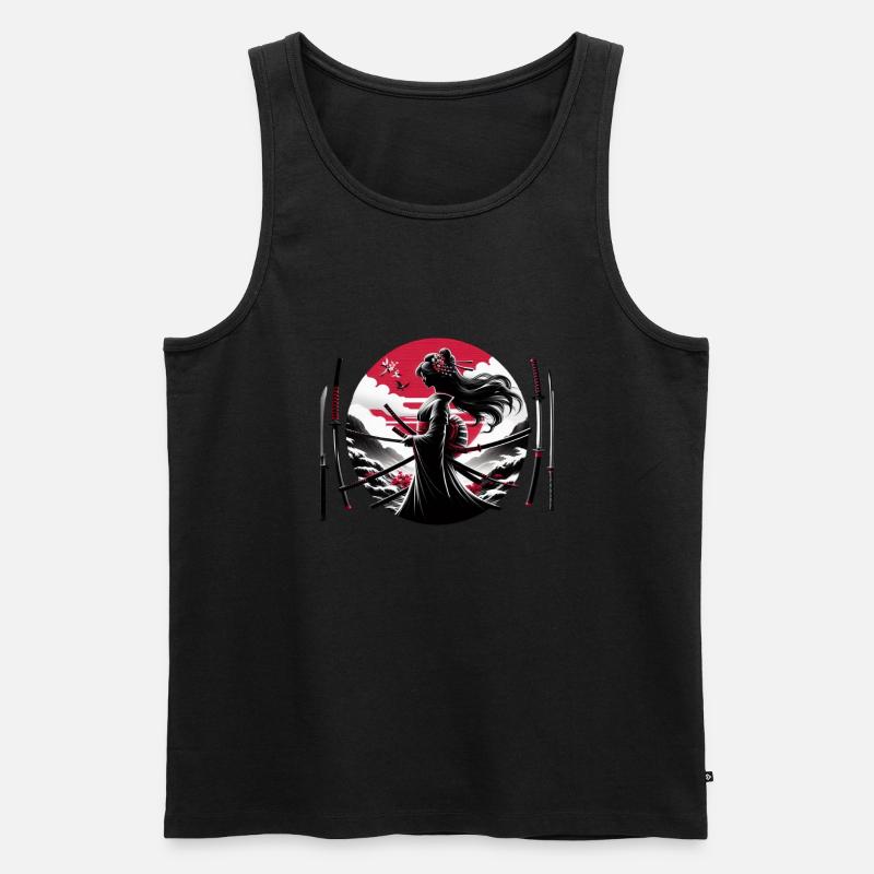 Samurai Mädchen Katana - Männer Premium Bio Tank Top - Schwarz