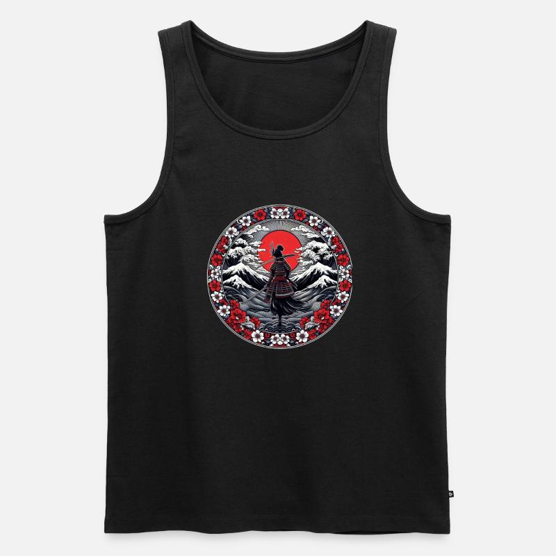 Ombre Samurai Mädchen Kirschblüte - Männer Premium Bio Tank Top - Schwarz