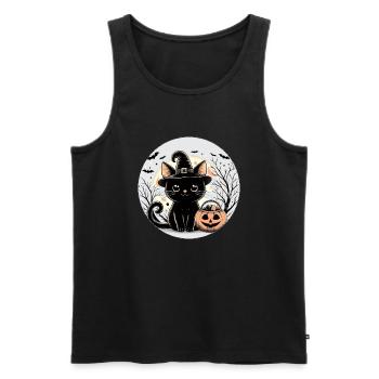 Witch Kitty halloween - Men's Premium Organic Tank Top - black - Front - AI Model Male 178 light (178cm)