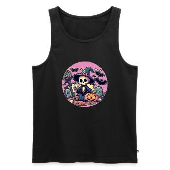 Mr. Bone Spooky Halloween 5 - Men's Premium Organic Tank Top - black - Front - AI Model Male 178 light (178cm)