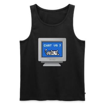 CRT - Cat goes? - Men's Premium Organic Tank Top - black - Front - AI Model Male 178 light (178cm)