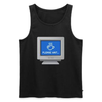 CRT design - "please wait" wallpaper - Men's Premium Organic Tank Top - black - Front - AI Model Male 178 light (178cm)