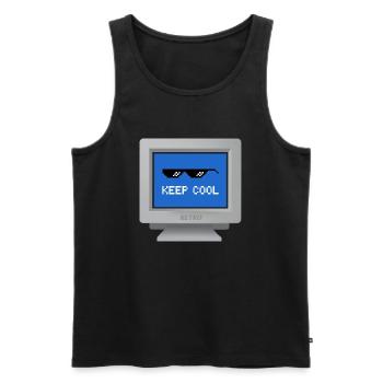 CRT design - "Stay Cool" Wallpaper - Men's Premium Organic Tank Top - black - Front - AI Model Male 178 light (178cm)