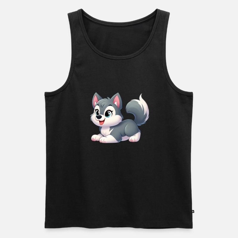Wolf 15 - Männer Premium Bio Tank Top - Schwarz