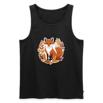 Fox in Autumn #5 - Men's Premium Organic Tank Top - black - Front - AI Model Male 178 light (178cm)