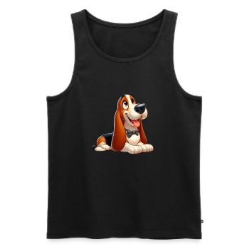 Basset 9 - Men's Premium Organic Tank Top - black - Front - Michal (187cm)