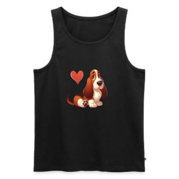 Basset Liebe 2 - Männer Premium Bio Tank Top - Schwarz - Vorne - Michal (187cm)