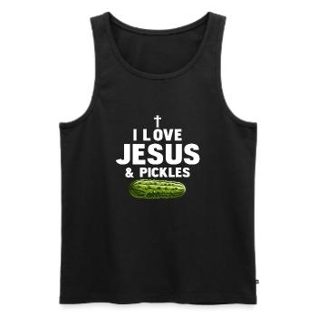 I Love Jesus & Pickles Pickle Vegan Cucumber - Männer Premium Bio Tank Top - Schwarz - Vorne - AI Model Male 178 light (178cm)