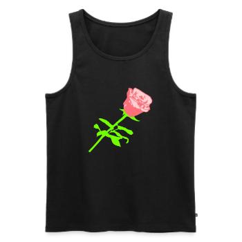 Jolie belle fleur de rose feuille roses romantique - Débardeur bio Premium Homme - noir - Devant - AI Model Male 178 light (178cm)