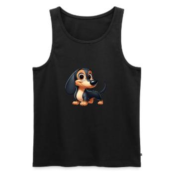 Dackel 3 - Männer Premium Bio Tank Top - Schwarz - Vorne - Michal (187cm)
