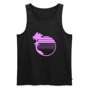 Palmen Insel Bäume Strand Streifen Meer Reise Pink - Männer Premium Bio Tank Top - Schwarz - Vorne - Michal (187cm)
