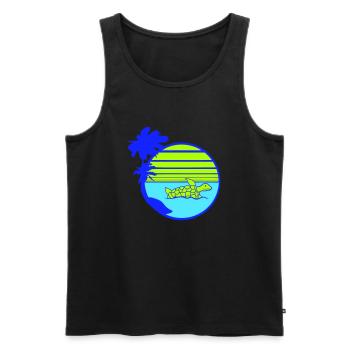 Palm Trees Turtle Swimming Stripe Sun Round - Men's Premium Organic Tank Top - black - Front - Michal (187cm)
