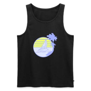Ship Sun Stripe Sailor Captain Water Boat - Men's Premium Organic Tank Top - black - Front - Michal (187cm)