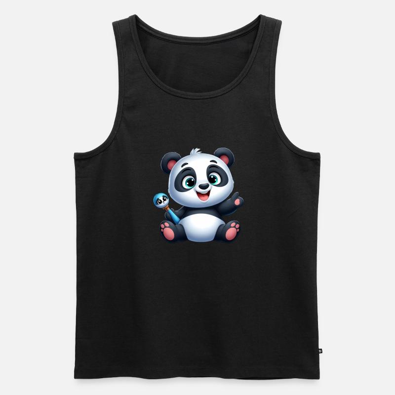 Panda 3 - Männer Premium Bio Tank Top - Schwarz