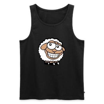 Schaf Grinsen Guckt Doof Frech Lächeln Glücklich - Männer Premium Bio Tank Top - Schwarz - Vorne - Michal (187cm)