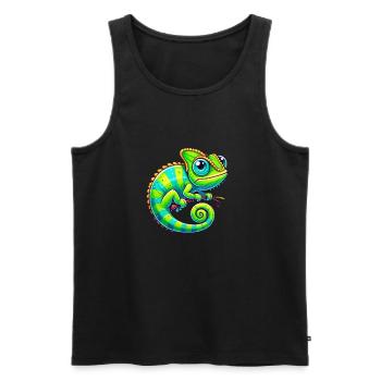 chamäleon cartoon tier - Männer Premium Bio Tank Top - Schwarz - Vorne - Michal (187cm)