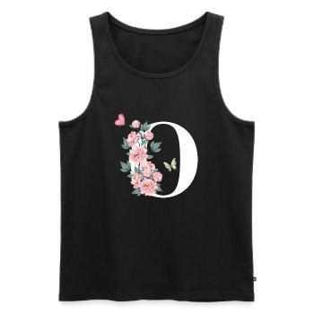 Letter o pink flowers - Men's Premium Organic Tank Top - black - Front - Michal (187cm)