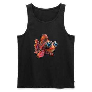Drôle de poisson en combinaison de plongée - Débardeur bio Premium Homme - noir - Devant - AI Model Male 178 light (178cm)
