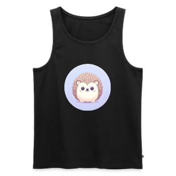 Igel Cartoon Illustration - Männer Premium Bio Tank Top - Schwarz - Vorne - AI Model Male 178 light (178cm)
