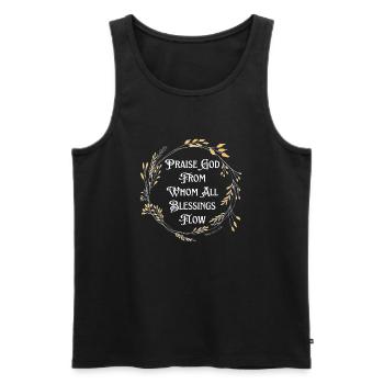 Praise God - WhiteText - Men's Premium Organic Tank Top - black - Front - AI Model Male 178 light (178cm)