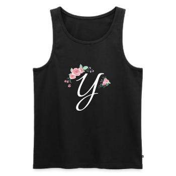 Lettre y fleurs - Débardeur bio Premium Homme - noir - Devant - Michal (187cm)