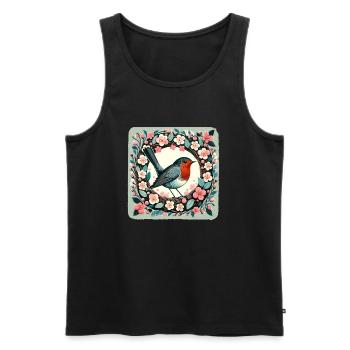 Jahrgang Rotkehlchen - Männer Premium Bio Tank Top - Schwarz - Vorne - AI Model Male 178 light (178cm)
