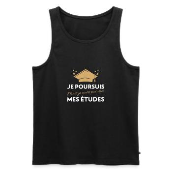 JE POURSUIS MES ÉTUDES (MAIS JE COURS PAS VITE) ! - Débardeur bio Premium Homme - noir - Devant - AI Model Male 178 light (178cm)