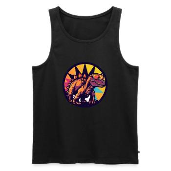 Dinosaurier stegosaurus Comic - Männer Premium Bio Tank Top - Schwarz - Vorne - Michal (187cm)