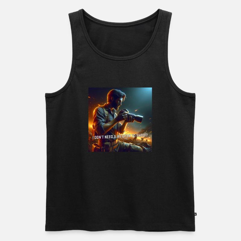 Fotograf im Einsatz - Männer Premium Bio Tank Top - Schwarz