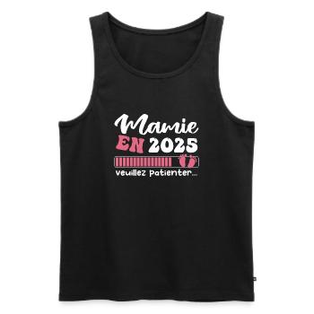 Mamie en 2025 | Cadeau future mamie 2025 Cadeau - Débardeur bio Premium Homme - noir - Devant - Michal (187cm)
