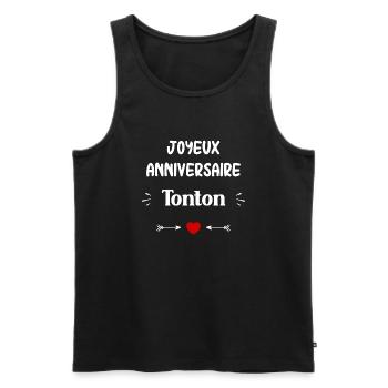 Joyeux Anniversaire Tonton - Débardeur bio Premium Homme - noir - Devant - Michal (187cm)