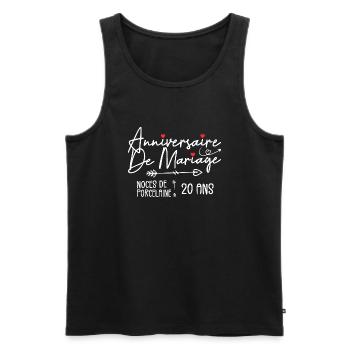 Anniversaire de mariage 20 ans Noces de Porcelaine - Débardeur bio Premium Homme - noir - Devant - Michal (187cm)