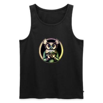 Eule - Männer Premium Bio Tank Top - Schwarz - Vorne - AI Model Male 178 light (178cm)