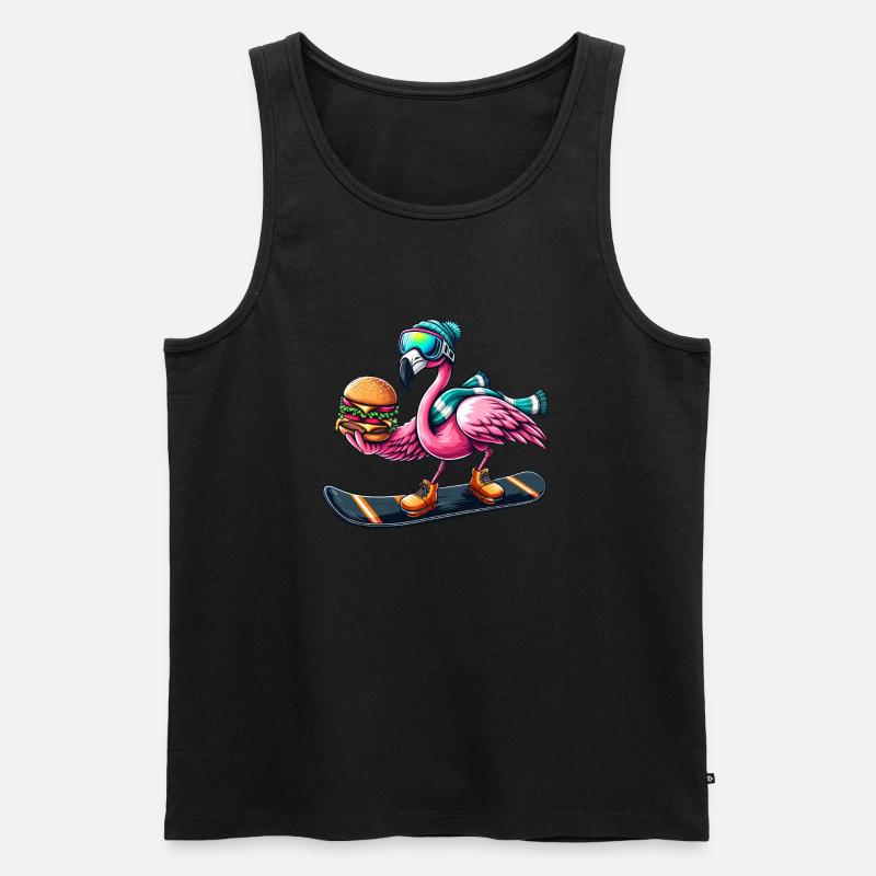 Flamingo Snowboard Hamburger Fun - Männer Premium Bio Tank Top - Schwarz