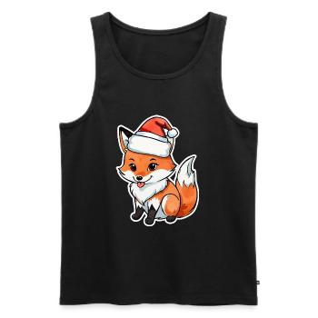 Fuchs Weihnachten Wasserfarben - Männer Premium Bio Tank Top - Schwarz - Vorne - AI Model Male 178 light (178cm)