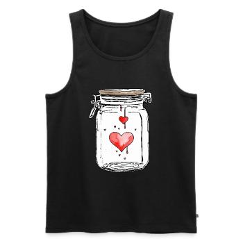 Pot plein d'aquarelles de coeurs d'amour - Débardeur bio Premium Homme - noir - Devant - Michal (187cm)