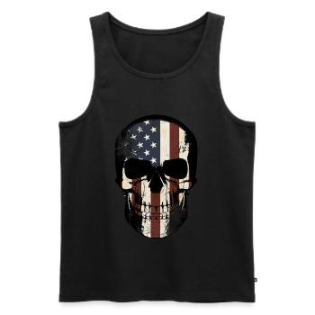 skull america scratched - Männer Premium Bio Tank Top - Schwarz - Vorne - Michal (187cm)
