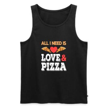 All I need is Love and Pizza Junk Food Fastfood - Männer Premium Bio Tank Top - Schwarz - Vorne - Michal (187cm)